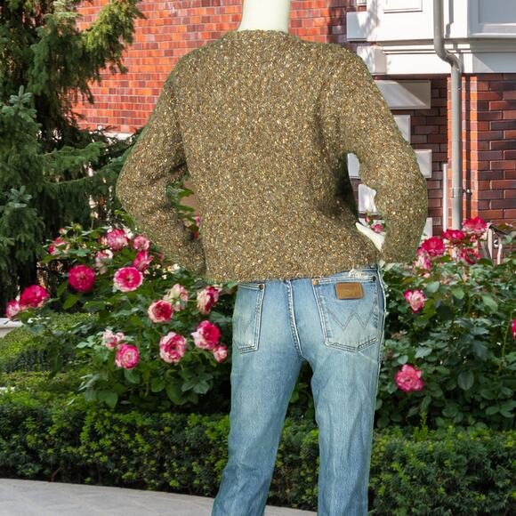 Vintage Lise J Chenille Plaid Mohair Wool Blend Cardigan Sweater M - Picture 3 of 6